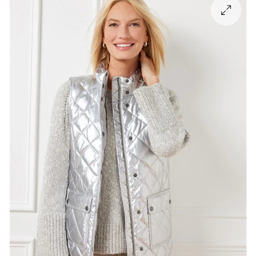Talbots Shimmering Silver Quilted Vest - Picture 2 of 5